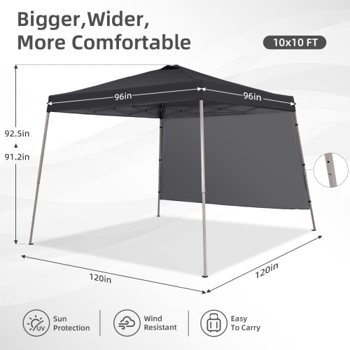 Tente escamotable avec auvent de 10 pi 8 pi d'Ainfox et flanc 1/2