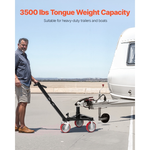 VEVOR 3500lbs Trailer Dolly, Tongue Weight Capacity, 18 inch and 22 inch Height Adjustable Trailer Dolly, with 2 inch Hitch Ball, Adjustable Handle