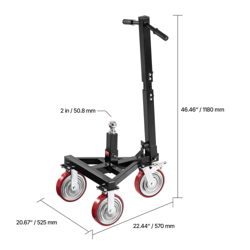 VEVOR 3500lbs Trailer Dolly, Tongue Weight Capacity, 18 inch and 22 inch Height Adjustable Trailer Dolly, with 2 inch Hitch Ball, Adjustable Handle
