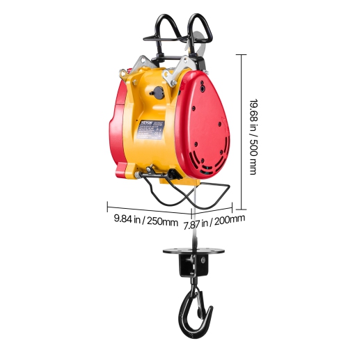 VEVOR 2-in-1 Electric Hoist Winch, 1100 lbs Capacity, 1800W Portable Power Winch, 98 ft Lifting Height, 36 ft/min with Wire and Wireless Remote