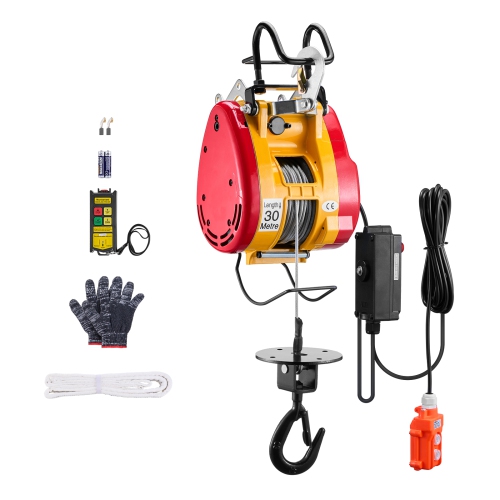 VEVOR 2-in-1 Electric Hoist Winch, 1100 lbs Capacity, 1800W Portable Power Winch, 98 ft Lifting Height, 36 ft/min with Wire and Wireless Remote