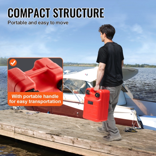 VEVOR 6.34-Gallon/24-L Marine Tank, Marine Portable Tank Outboard Marine Boat Transfer Tank with 9.8ft Hose, Gauge for Outboard Engine Boats, Yacht,