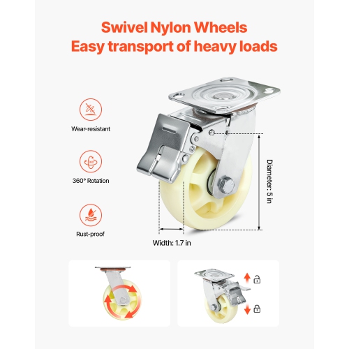 VEVOR 1800 lbs Load Capacity Watercraft PWC Dolly, Jet Ski Stand PWC Cart for Moving Watercraft, Fixed Bunk with 4 Casters & 2 Brakes, Heavy-Duty Jet