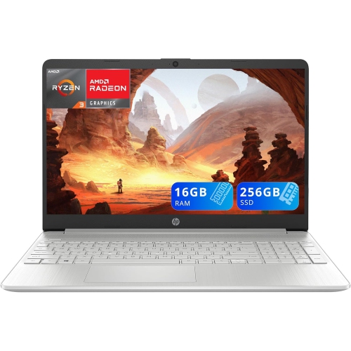 HP  Refurbished (Excellent) - 15.6" Fhd Laptop, Amd Ryzen 3-3250U, 256GB PCie SSD, 16GB Ram, Amd Radeon Graphics, Full Size Keyboard, HD Webcam