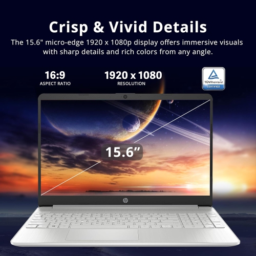 HP 15.6" FHD Laptop - AMD Ryzen 3-3250U - 16GB DDR4 - 256GB PCIe SSD - AMD Radeon Graphics - Windows 10 S - Silver by HP - Refurbished condition - Image 3