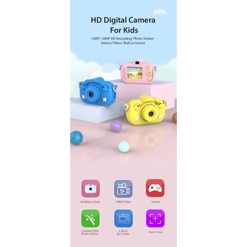 Caméra HD numérique pour enfant Mini Caméra pour étudiant Caméra de dessin pour enfants Jouet Caméra 1080P - Rose