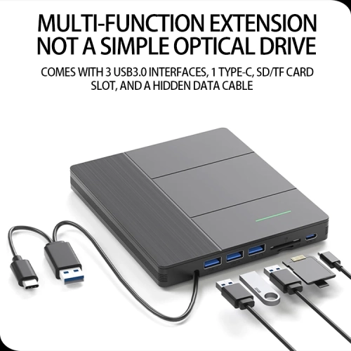 Lecteur optique externe USB 3,0 multifonctionnel Graveur DVD/CD idéal pour le lecteur optique d'ordinateur portable - Lecteur optique externe DVD