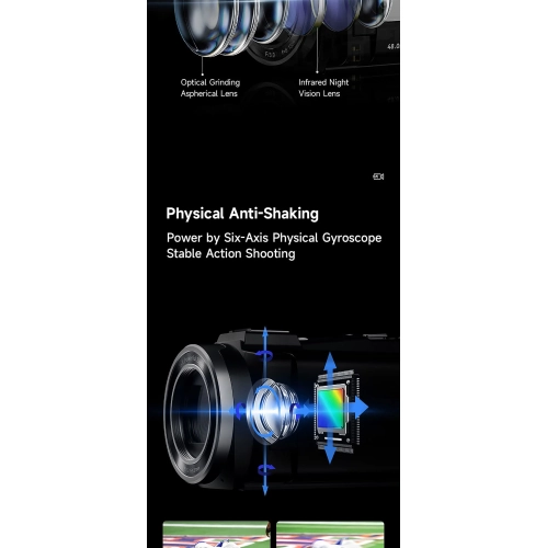 5K HD Digital Outdoor DV Recorder Shooting Handheld Camcorder Home Digital Video Camera 16x Zoom, 6-Axis Anti-Shake - 270 Rotating Touch Screen - No