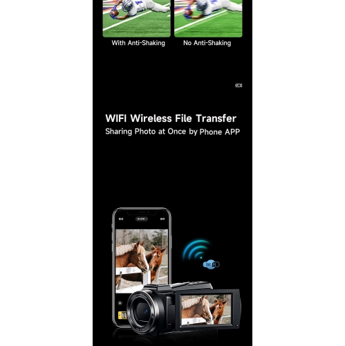 5K HD Digital Outdoor DV Recorder Shooting Handheld Camcorder Home Digital Video Camera 16x Zoom, 6-Axis Anti-Shake - 270 Rotating Touch Screen - No