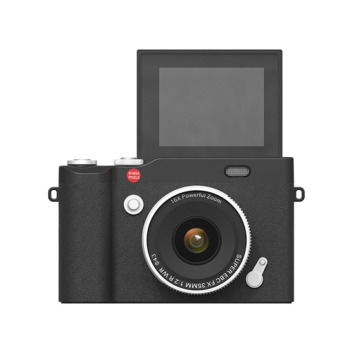 4K HD Flip Screen Student Camera Photographing Digital Travel CCD, 64MP and 2.4 Inch HD Display - Knight Black