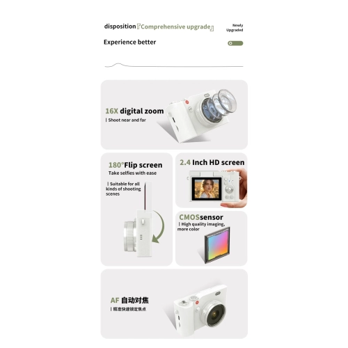 4K HD Flip Screen Student Camera Photographing Digital Travel CCD, 64MP and 2.4 Inch HD Display - Knight Black