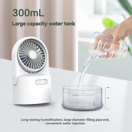 Spray Fan Mini Handheld Humidification Cooling Portable Fan Water Mist USB Charging Small Fan - Black