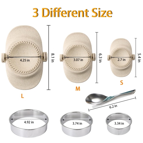 Dumpling Maker Kit, 3-Pack Dumpling Making Tools, Various Sizes Dumpling Mold Set with Dough Cutter for Kitchen