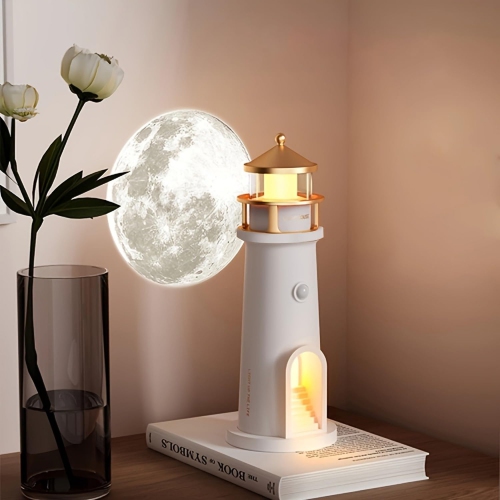 Lighthouse Moon Lamp, Bedroom Bedside Projection Lamp, Portable Bluetooth Speaker, White Noise Machine to Adjust the Atmosphere and Soothe Emotions