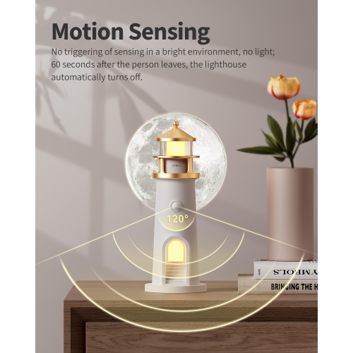 Lighthouse Moon Lamp, Bedroom Bedside Projection Lamp, Portable Bluetooth Speaker, White Noise Machine to Adjust the Atmosphere and Soothe Emotions