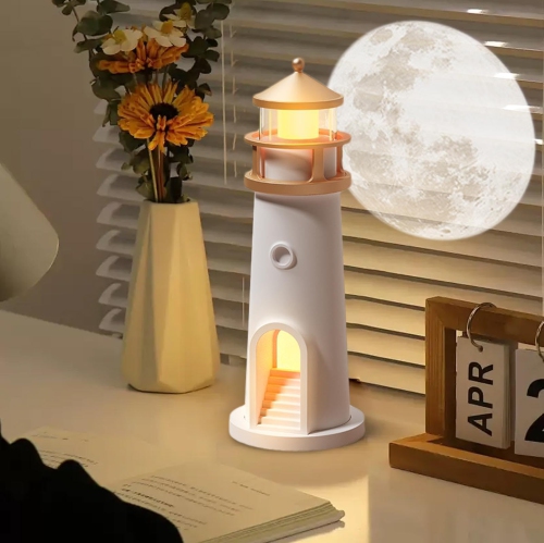 Lighthouse Moon Lamp, Bedroom Bedside Projection Lamp, Portable Bluetooth Speaker, White Noise Machine to Adjust the Atmosphere and Soothe Emotions