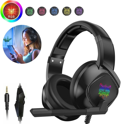 Casque de jeu professionnel, casque d'écoute avec fil LED Lights avec suppression du bruit LED et microphone réglable Excellente qualité sonore