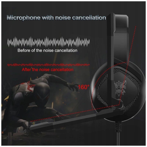 Casque de jeu professionnel, casque d'écoute avec fil LED Lights avec suppression du bruit LED et microphone réglable Excellente qualité sonore