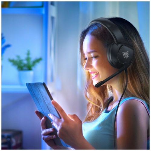 Casque de jeu professionnel, casque d'écoute avec fil LED Lights avec suppression du bruit LED et microphone réglable Excellente qualité sonore