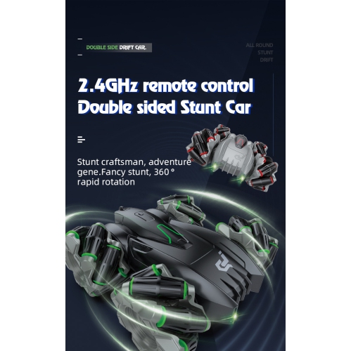 Children's Drift Remote Control Toy Car Double-Sided Driving 4WD Stunt Off-Road Climbing High-Speed Racing Car - Black