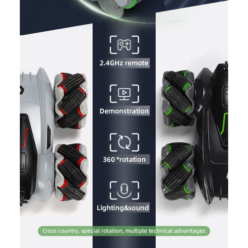 Children's Drift Remote Control Toy Car Double-Sided Driving 4WD Stunt Off-Road Climbing High-Speed Racing Car - Black