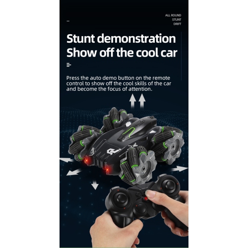 Children's Drift Remote Control Toy Car Double-Sided Driving 4WD Stunt Off-Road Climbing High-Speed Racing Car - Black