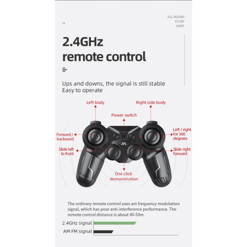 Children's Drift Remote Control Toy Car Double-Sided Driving 4WD Stunt Off-Road Climbing High-Speed Racing Car - Black