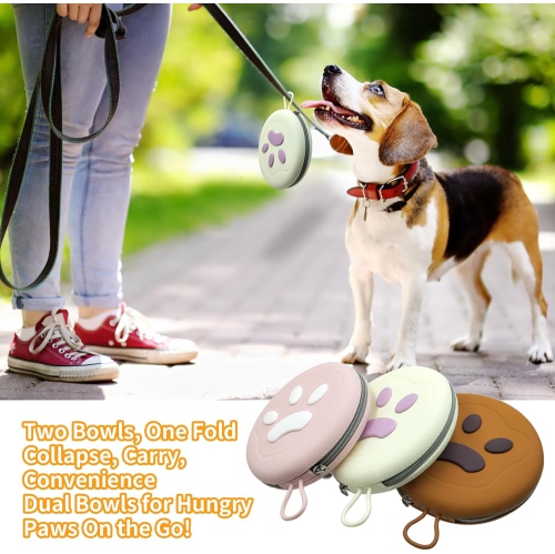 Bol pliable pour chat et chien, distributeur d'eau portatif de voyage 2 en 1 pour animal de compagnie, adapté pour les voyages, le camping, la