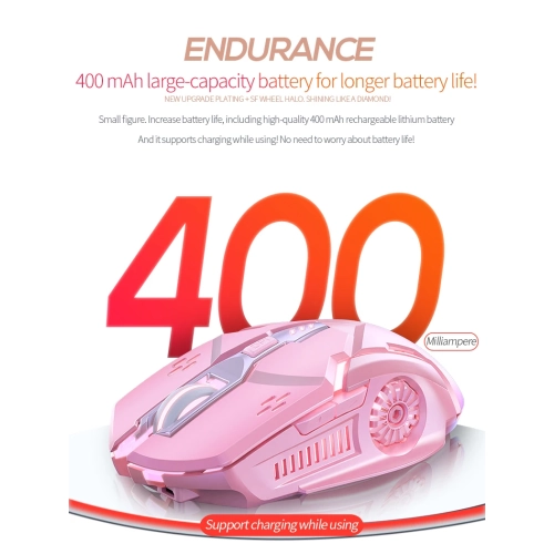 Nouvelle souris mécanique sans fil mini A9 ultramince souris silencieuse rechargeable de bureau - lumière colorée rose - modèle silencieux sans fil