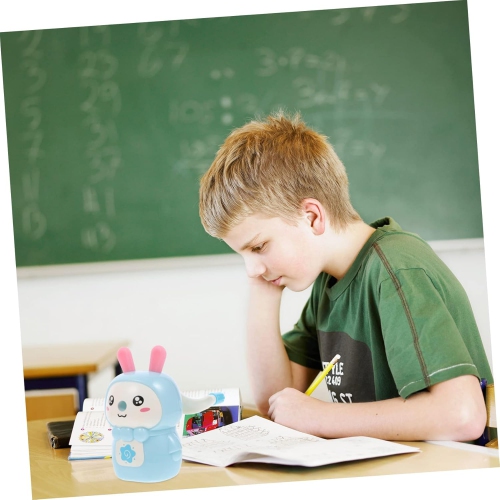 Cartoon automatic pencil sharpener gift cartoon rabbit manual pencil sharpener, non-slip handle, suitable for students - blue