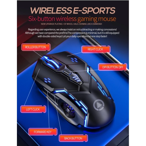 Nouvelle souris mécanique sans fil mini A9 ultramince souris silencieuse rechargeable de bureau portable - bleu lumière colorée - modèle silencieux