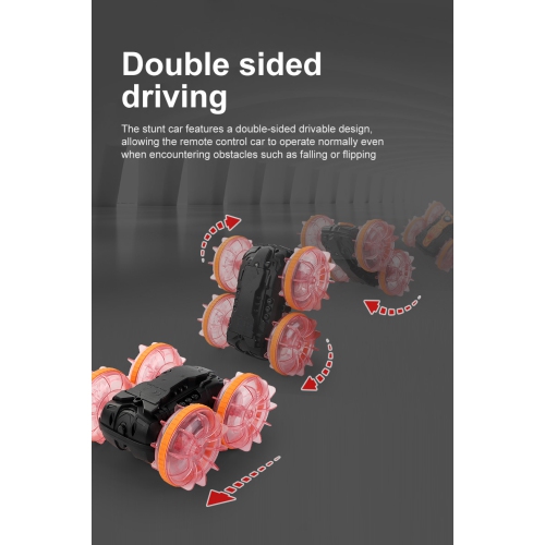 Light water car double-sided remote control amphibious rolling rotation remote control stunt beach toy children's car electric-1203Q orange