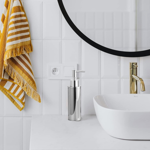 304 stainless steel hotel shower gel hand soap push-type wall-mounted soap dispenser lotion bottle - silver