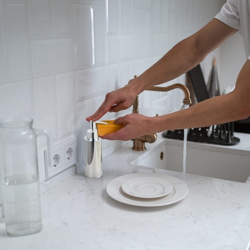 304 stainless steel hotel shower gel hand soap push-type wall-mounted soap dispenser lotion bottle - silver