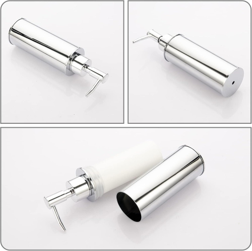 304 stainless steel hotel shower gel hand soap push-type wall-mounted soap dispenser lotion bottle - silver