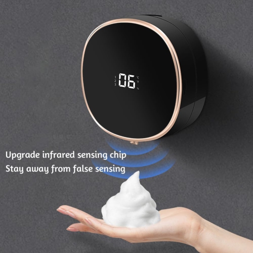 Distributeur de savon automatique, fixé au mur, chargement USB, écran LED, capteur, distributeur de savon pour les mains, capteur réglable à 3