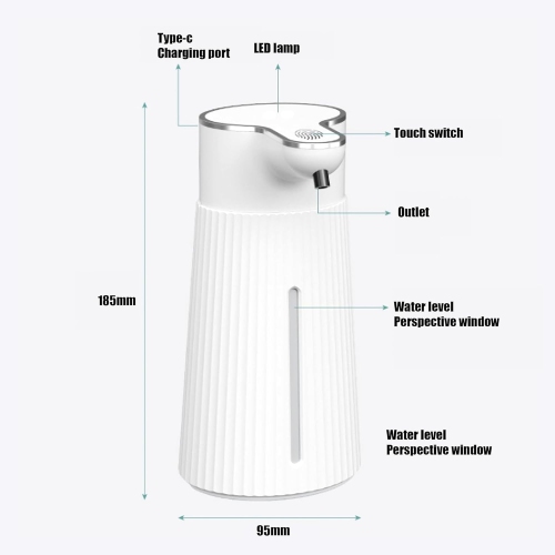 Distributeur de savon automatique, distributeur de savon ABS sans contact, 400 ml, avec capteur de mouvement infrarouge et base étanche,