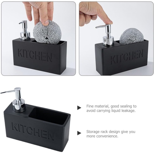 Bouteille à pousser pour lave-vaisselle murale avec porte-éponge à bille de nettoyage, boîte de rangement pour distributeur de savon de salle de bain