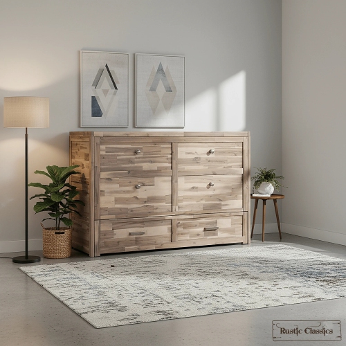 Armoire lit double Murphy Stow de Rustic Classics, matelas en mousse à mémoire gel