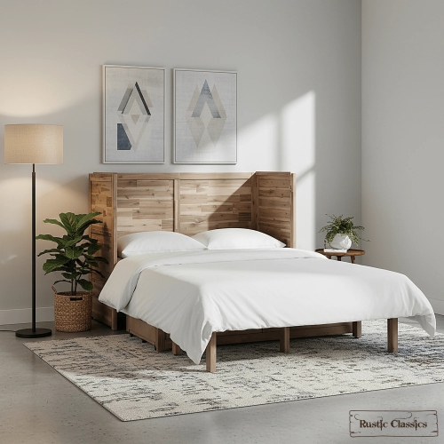 Armoire lit double Murphy Stow de Rustic Classics, matelas en mousse à mémoire gel