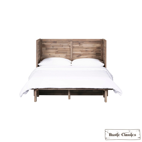 Armoire lit double Murphy Stow de Rustic Classics, matelas en mousse à mémoire gel