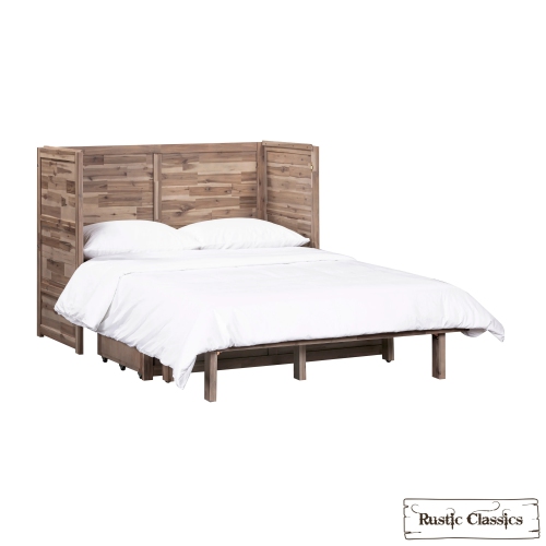 Armoire lit double Murphy Stow de Rustic Classics, matelas en mousse à mémoire gel