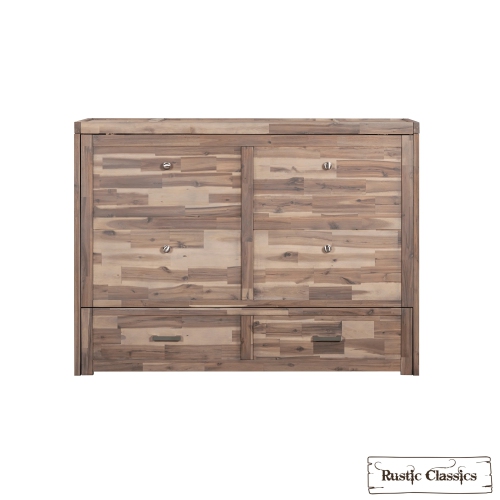 Armoire lit double Murphy Stow de Rustic Classics, matelas en mousse à mémoire gel