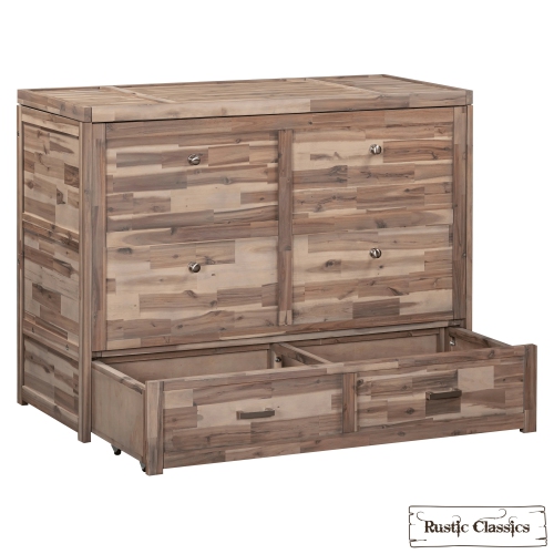 Armoire lit double Murphy Stow de Rustic Classics, matelas en mousse à mémoire gel