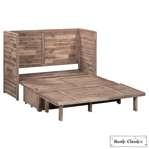 Armoire lit double Murphy Stow de Rustic Classics, matelas en mousse à mémoire gel