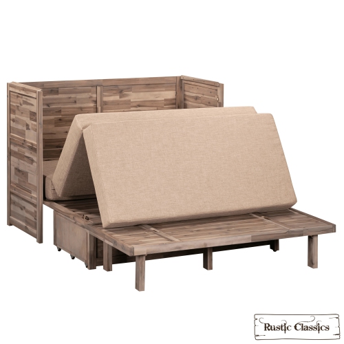 Armoire lit double Murphy Stow de Rustic Classics, matelas en mousse à mémoire gel