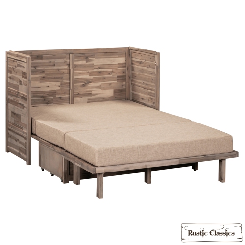 Armoire lit double Murphy Stow de Rustic Classics, matelas en mousse à mémoire gel