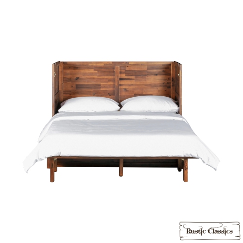 Armoire lit double Murphy Stow de Rustic Classics, matelas en mousse à mémoire gel