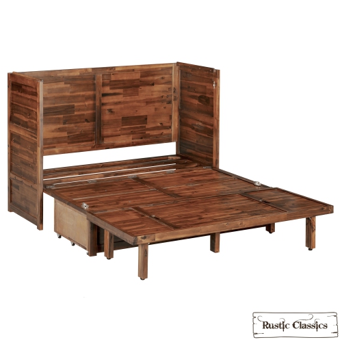 Armoire lit double Murphy Stow de Rustic Classics, matelas en mousse à mémoire gel