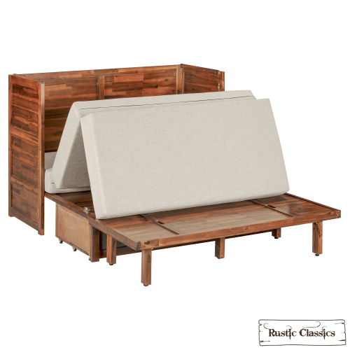 Armoire lit double Murphy Stow de Rustic Classics, matelas en mousse à mémoire gel